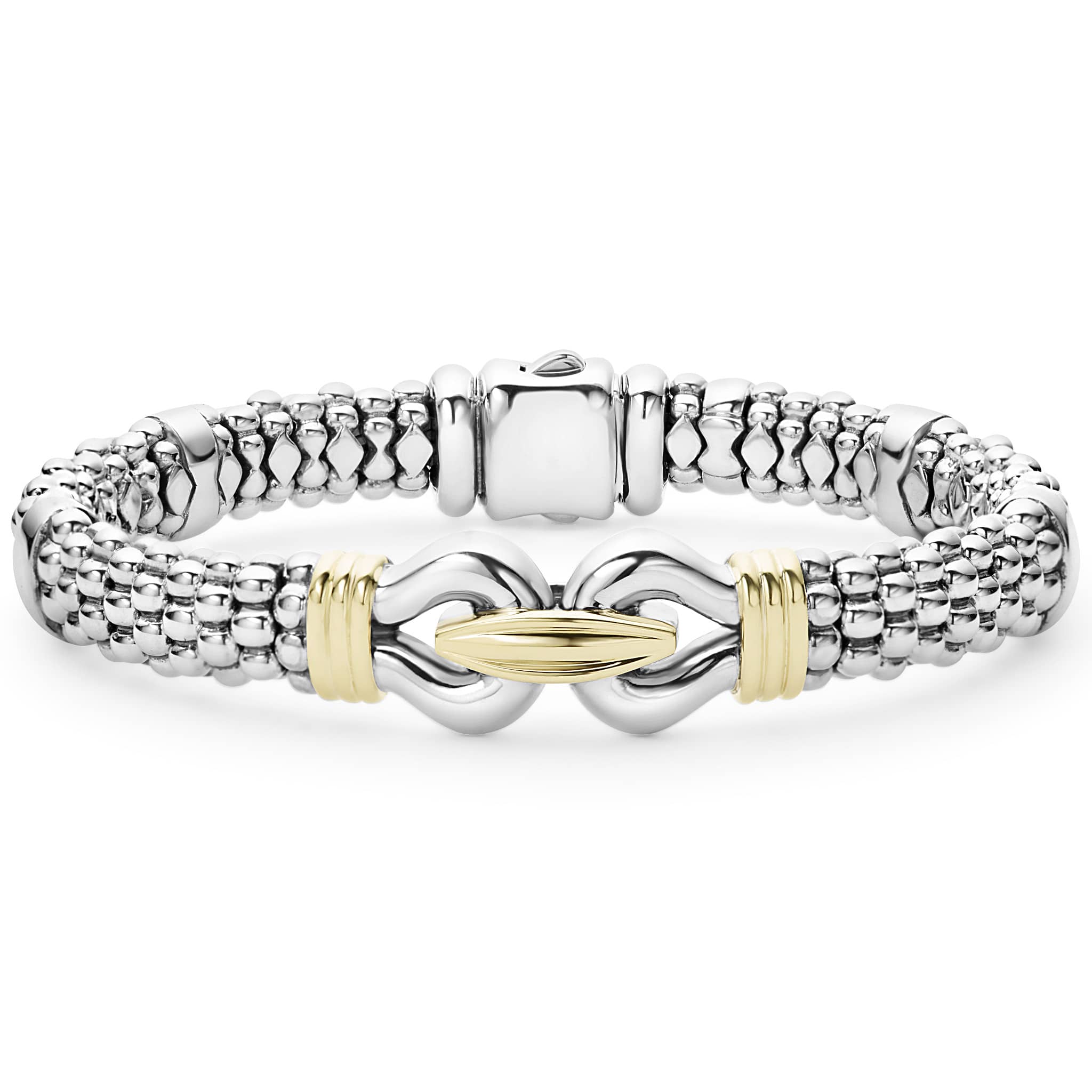 Lagos Two-Tone Derby Bracelet 9mm Beaded Double Loop SZ7