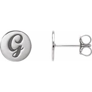 Platinum 8 mm Engravable Disc Earring 88265:117:P