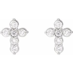 14K White 1/6 CTW Lab-Grown Diamond Cross Earrings R50025:LG103:P