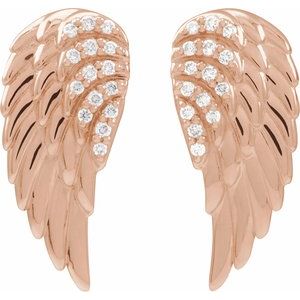 14K Rose .07 CTW Natural Diamond Angel Wing Earrings 88229:115:P