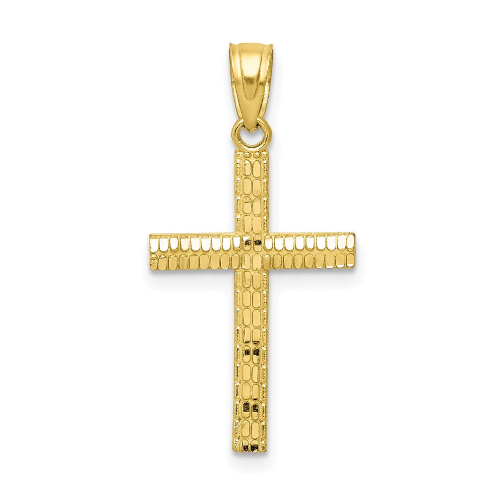 Extel Large 10k Diamond-Cut Cross Pendant Charm Made in USA