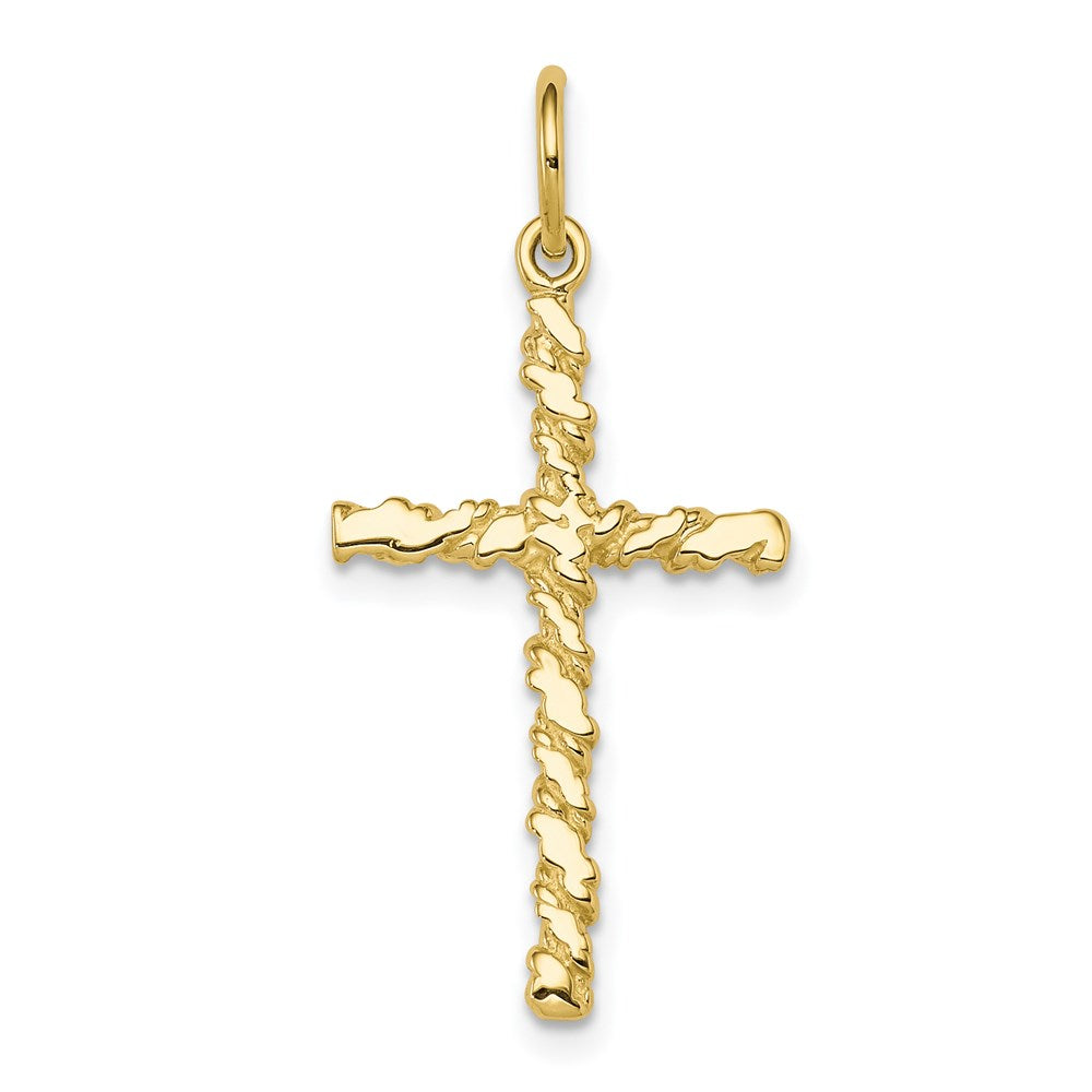 Extel Large 10k Gold Nugget Latin Cross Charm Made in USA