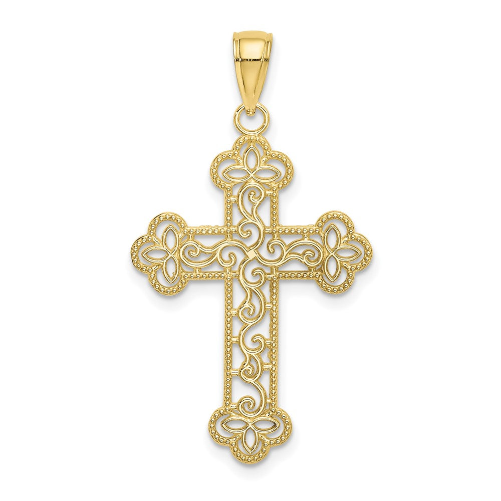 Extel Large 10K Textured Beaded Edge Charm Pendant USA