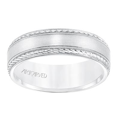 Low Dome Milgrain Edge Carved Wedding Band 11-WV8672W65-G.00-3.00