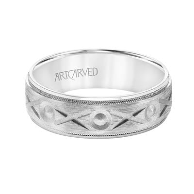 Low Dome Round Edge Carved Wedding Band 11-WV8877W7-G.00-3.25
