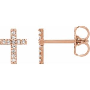 14K Rose .025 CTW Natural Diamond Cross Single Earring R17013:620:P