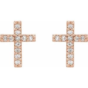 14K Rose .05 CTW Natural Diamond Cross Earrings R17013:602:P