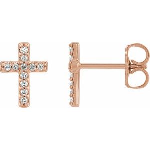14K Rose .04 CTW Natural Diamond Cross Single Earring R17013:621:P