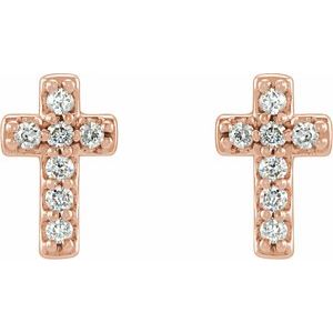 14K Rose .06 CTW Natural Diamond Cross Earrings R17013:611:P