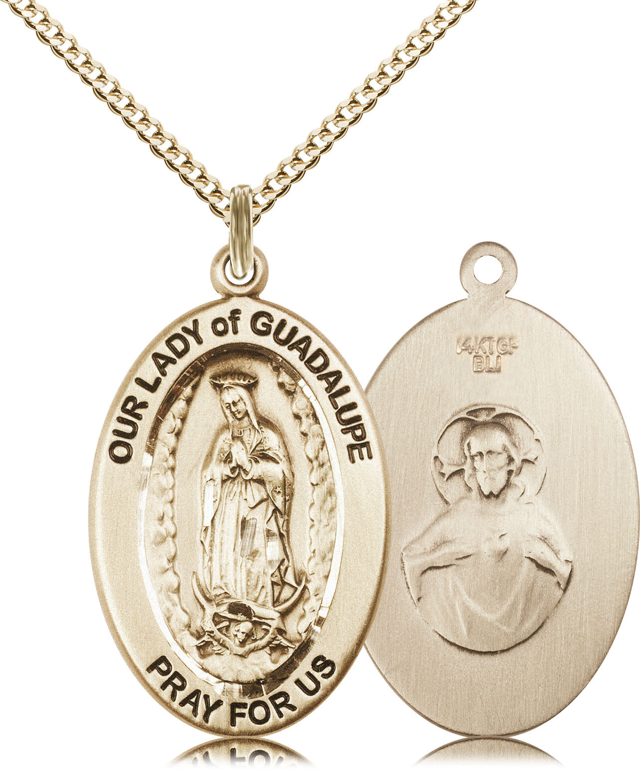 Our Lady of Guadalupe Medal – Patroness of the Americas, Catholic Necklace of Protection & Faith, 14k Yellow Gold Filled, 18" Curb Chain, Made in USA