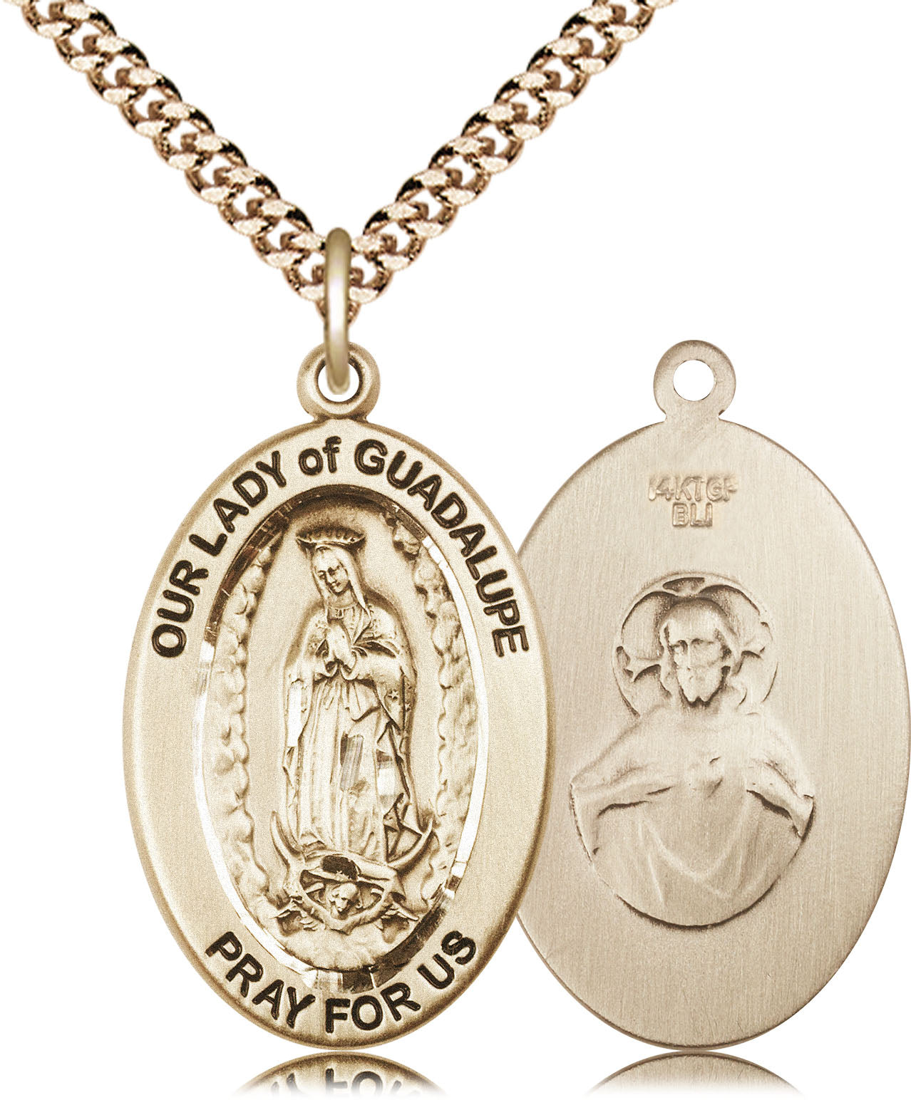 Our Lady of Guadalupe Medal – Patroness of the Americas, Catholic Necklace of Protection & Faith, 14k Yellow Gold Filled, 24" Curb Chain, Made in USA