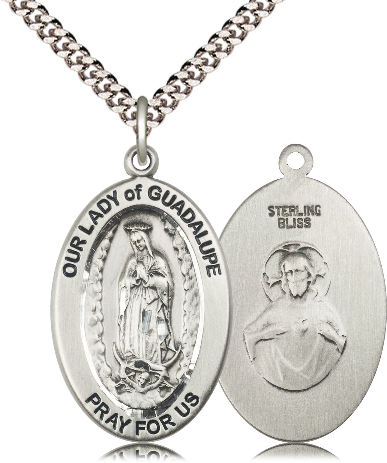 Our Lady of Guadalupe Medal – Patroness of the Americas, Catholic Necklace of Protection & Faith, Sterling Silver, 24" Curb Chain, Made in USA