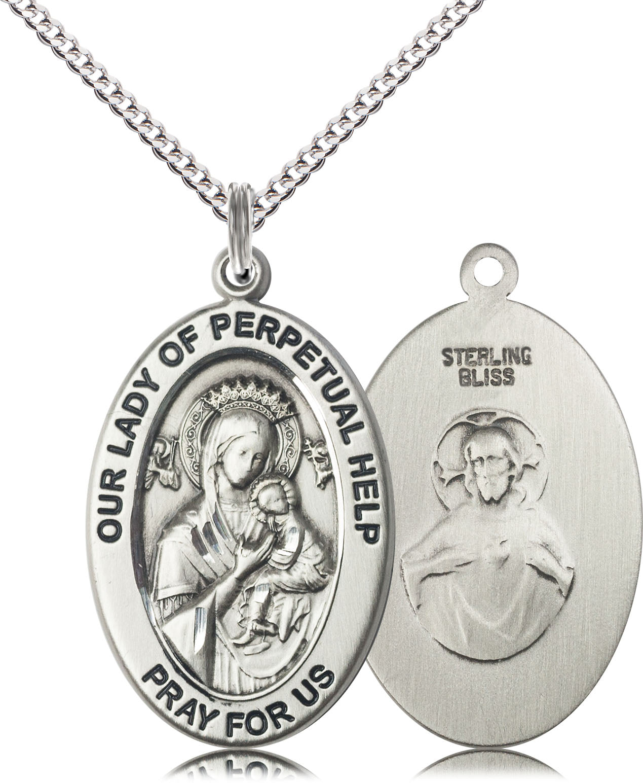 Our Lady of Perpetual Help Medal – Catholic Necklace of Comfort, Healing & Mary’s Maternal Care, Pewter, 18" Curb Chain, Made in USA