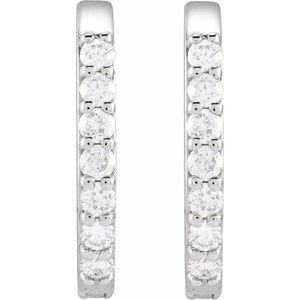 14K White 1/8 CTW Natural Diamond 12 mm Hoop Earrings 88394:129:P