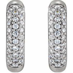 14K White 1/4 CTW Lab-Grown Diamond 12 mm Hinged Hoop Earrings 689011:LG101:P