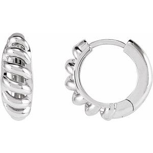 Sterling Silver Right Rope Dome 15.3 mm Hoop Earring 88460:102:P
