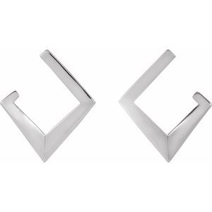 Platinum Geometric Front-Back Hoop Earrings 88586:107:P