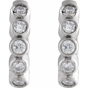 14K White 1/8 CTW Natural Diamond 10.25 mm Hinged Hoop Earrings 88534:102:P