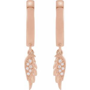 14K Rose .03 CTW Natural Diamond Angel Wing Hinged Hoop Earrings 88531:103:P