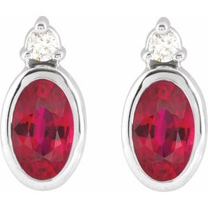 Platinum 5x3 mm Natural Ruby & .03 CTW Natural Diamond Earrings 88546:217:P