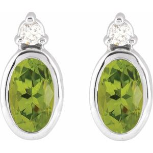 Platinum 5x3 mm Natural Peridot & .03 CTW Natural Diamond Earrings 88546:227:P