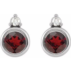 Platinum 4 mm Natural Mozambique Garnet & .03 CTW Natural Diamond Earrings 88546:318:P