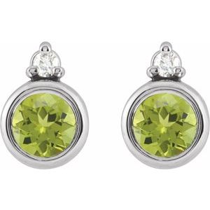Platinum 4 mm Natural Peridot & .03 CTW Natural Diamond Earrings 88546:259:P