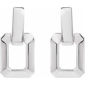 Platinum Geometric Drop Earrings 88643:102:P
