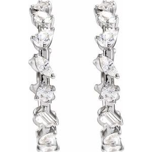 14K White 2 CTW Lab-Grown Diamond 24.4 mm Hoop Earrings 689139:LG601:P