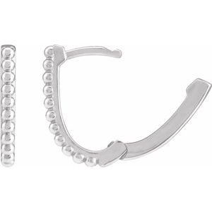Platinum Beaded 10.6 Hoop Earring 88715:131:P