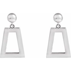 14K White Geometric Earrings 88640:104:P