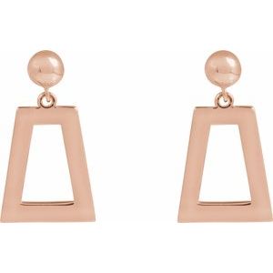 14K Rose Geometric Earrings 88640:102:P