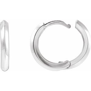 Platinum Knife-Edge Hinge 15 mm Hoop Earrings 88489:148:P