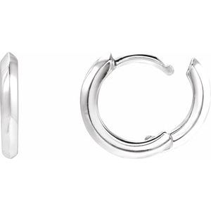 Platinum Knife-Edge Hinge 12.5 mm Hoop Earrings 88489:127:P