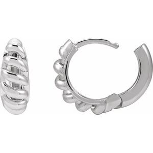 Sterling Silver Rope Dome 12.9 mm Hoop Earrings 88460:178:P
