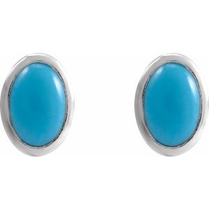 Sterling Silver Natural Turquoise Earrings 23489:607:P