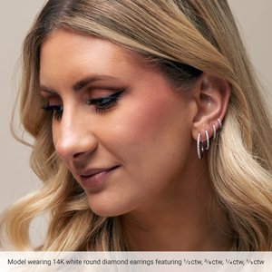 14K White 1/5 CTW Lab-Grown Diamond 12 mm Hoop Earrings 653726:LG604:P