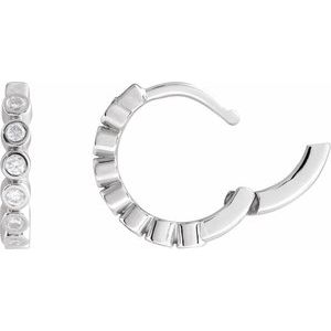14K White 1/5 CTW Natural Diamond 12.24 mm Hinged Hoop Earrings 88534:125:P