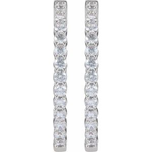 14K White 4 CTW Lab-Grown Diamond Inside-Outside Hinged 36 mm Hoop Earrings 653631:LG622:P