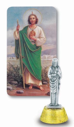 Small Catholic Saint Jude Auto Statue With Prayer Card