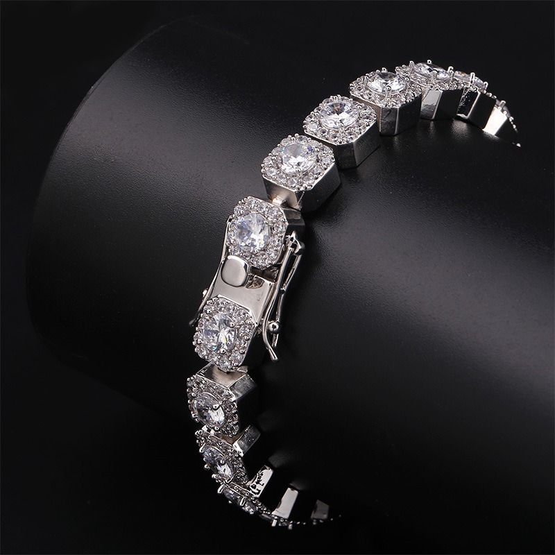 Helloice Iced Out 10mm Clustered Tennis Bracelet in White Gold
