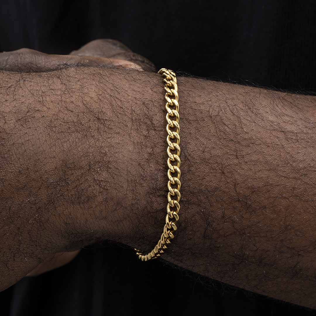 Helloice 5mm Stainless Steel Cuban Bracelet in Gold