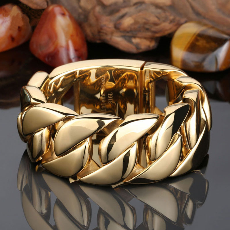 Helloice 32mm 316L Stainless Steel Cuban Bracelet