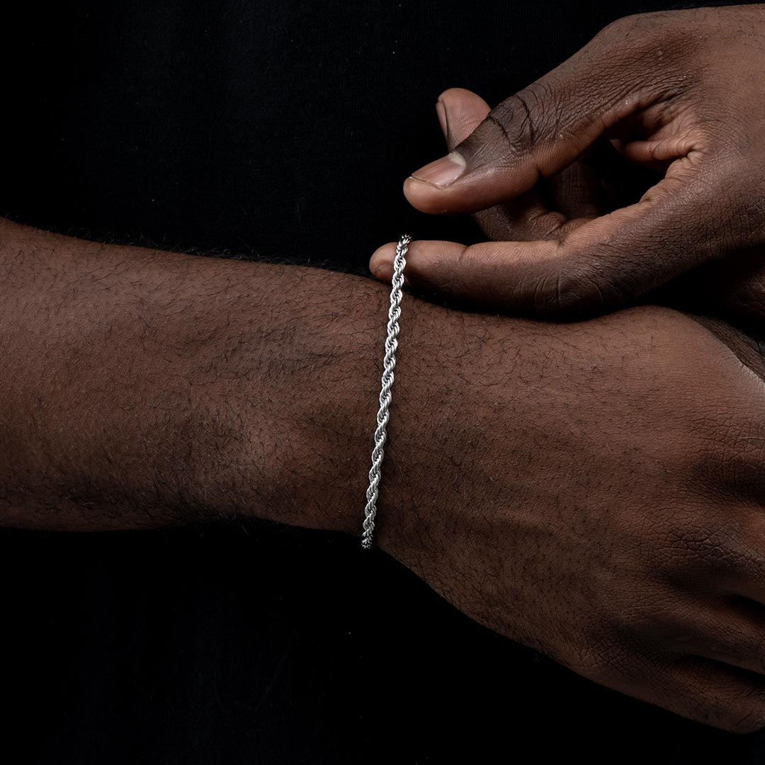 Helloice 3mm Stainless Steel Rope Bracelet