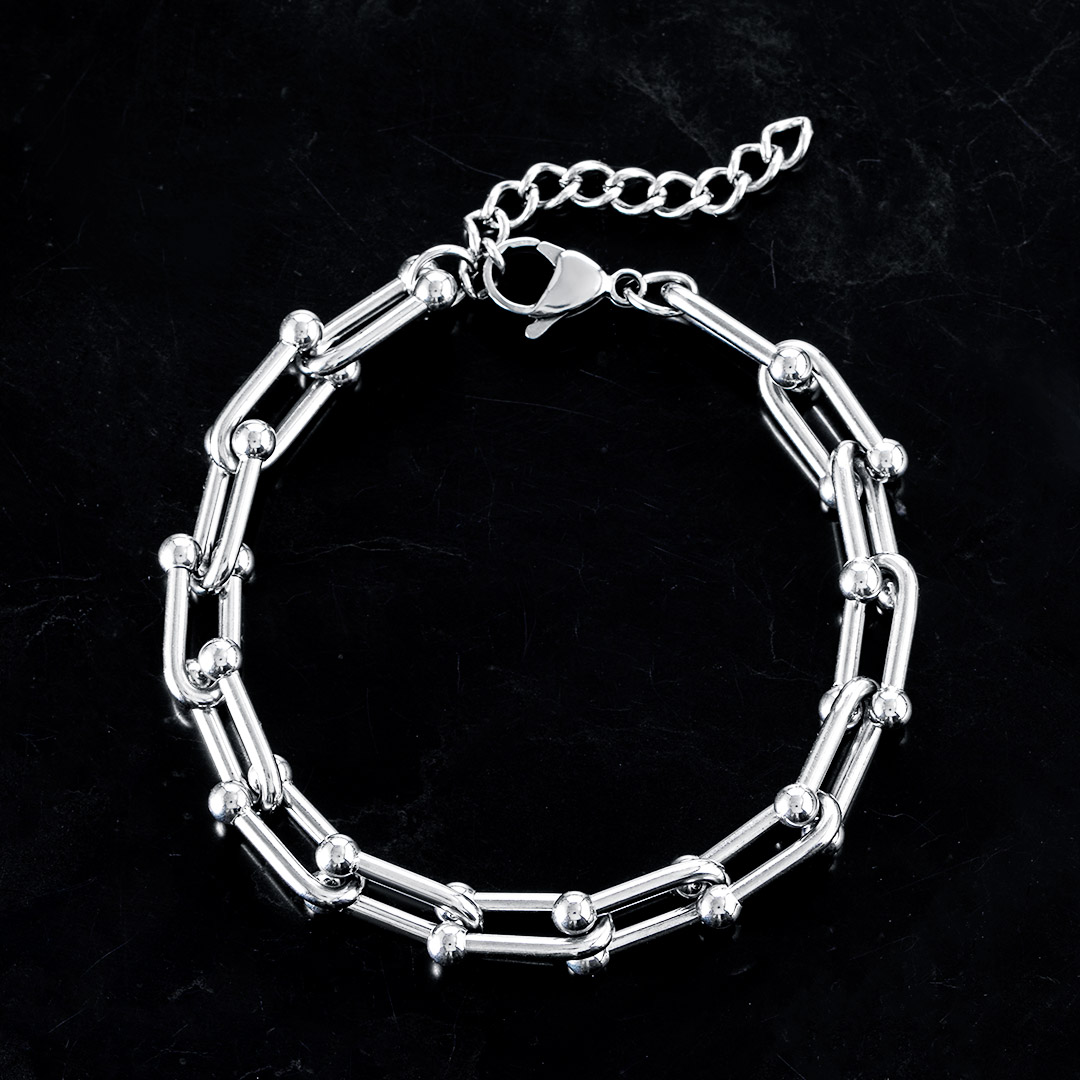 Helloice 7mm Horseshoe Stainless Steel Bracelet