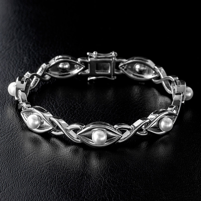 Helloice Mobius Infinity Eye of Amulet Pearl Bracelet
