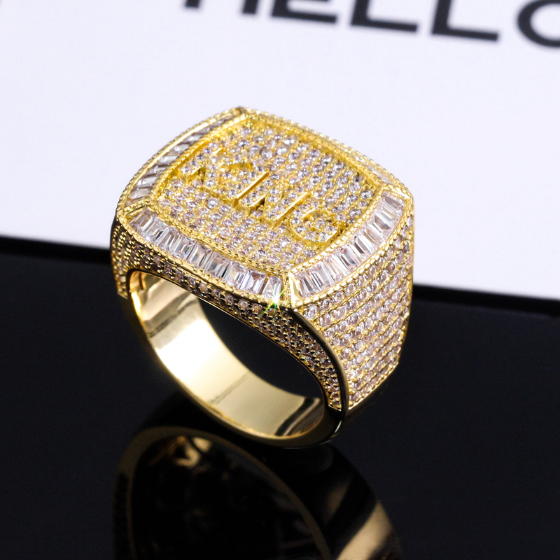 Helloice Iced 3D Custom Baguette Name Ring