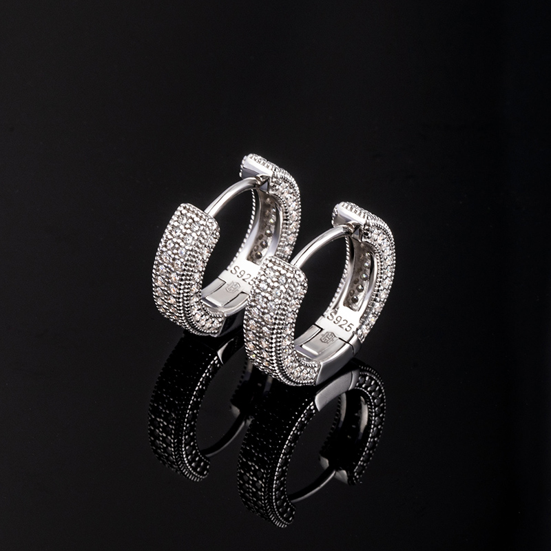 Helloice Moissanite Micro Paved Hoop Earrings in S925 Sterling Silver