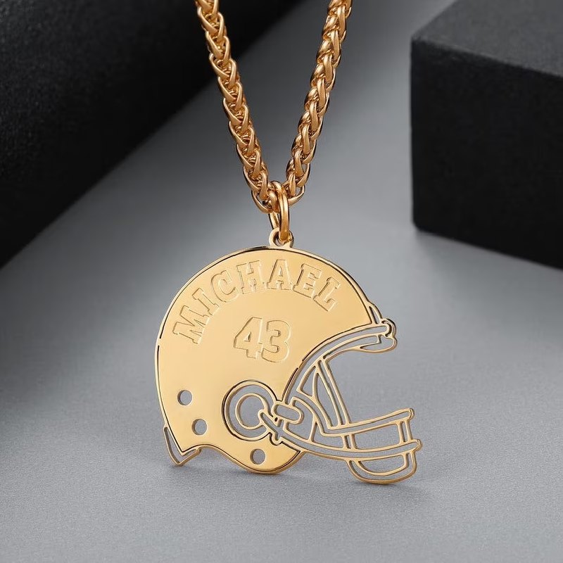Helloice  Customized American Football Helmet Name & Jersey Number Pendant
