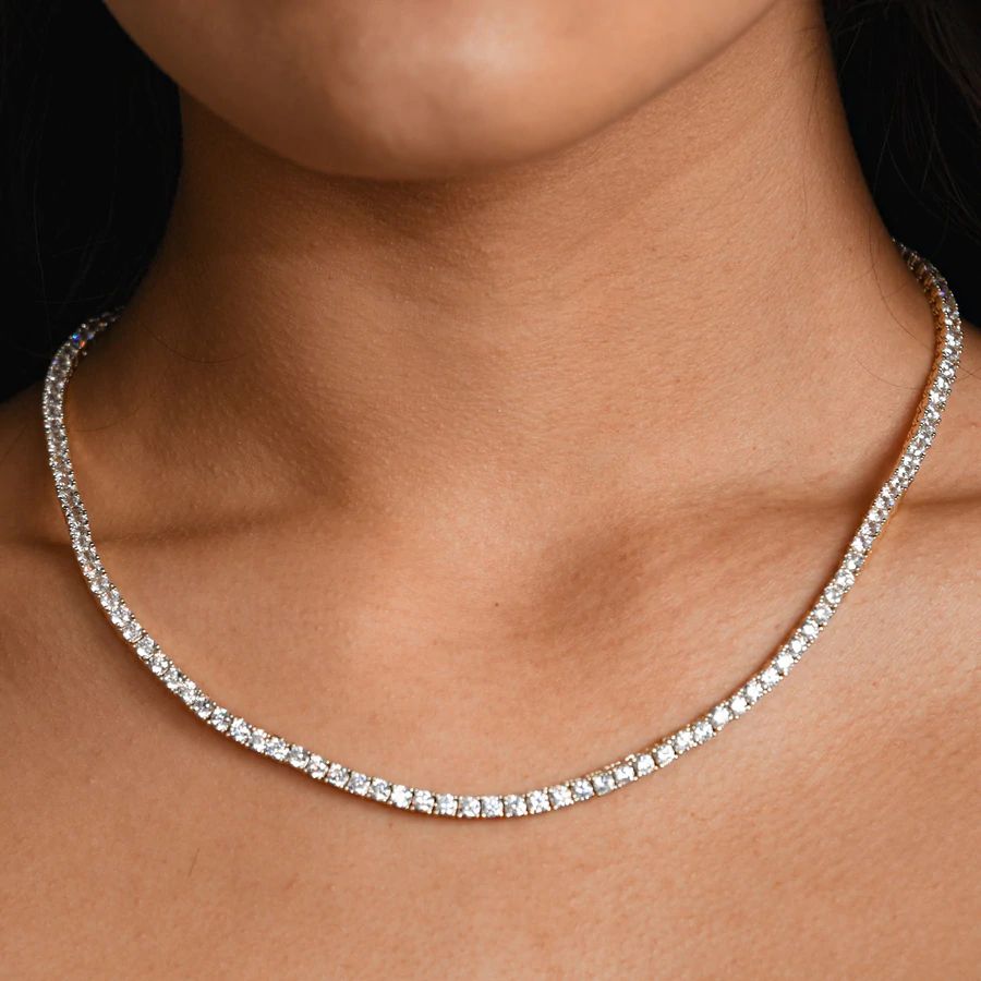 Helloice  Iced 3mm Crystal Tennis Chain in White Gold